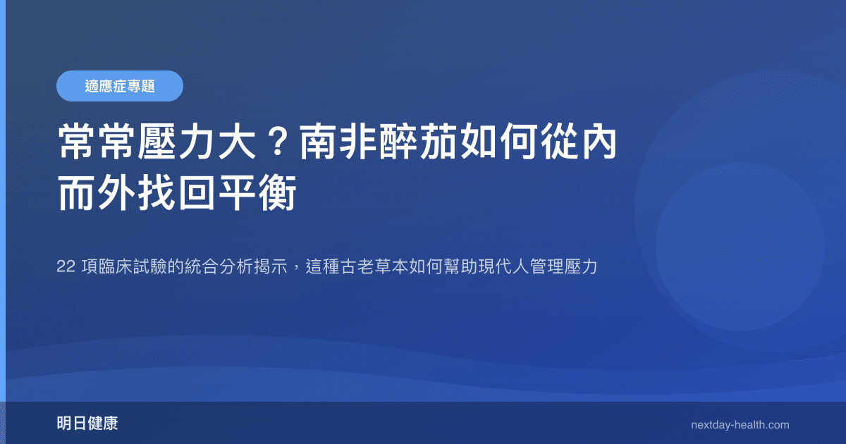 常常壓力大？南非醉茄如何從內而外找回平衡