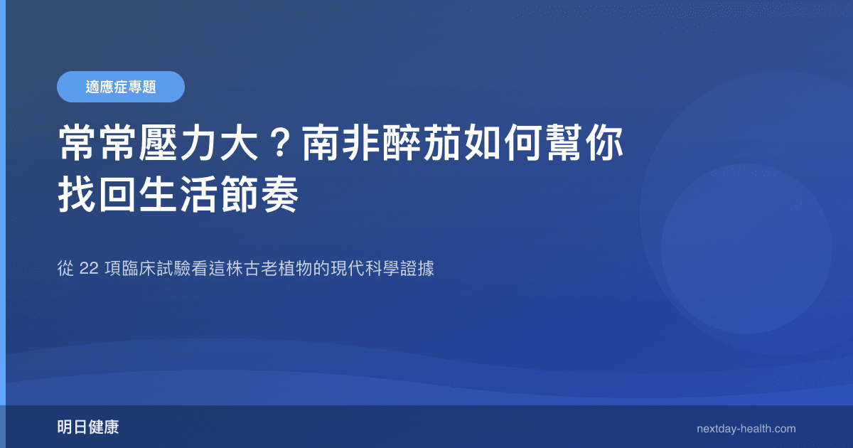 常常壓力大？南非醉茄如何幫你找回生活節奏