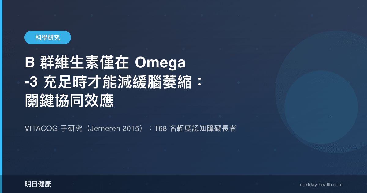 B 群維生素僅在 Omega-3 充足時才能減緩腦萎縮：關鍵協同效應