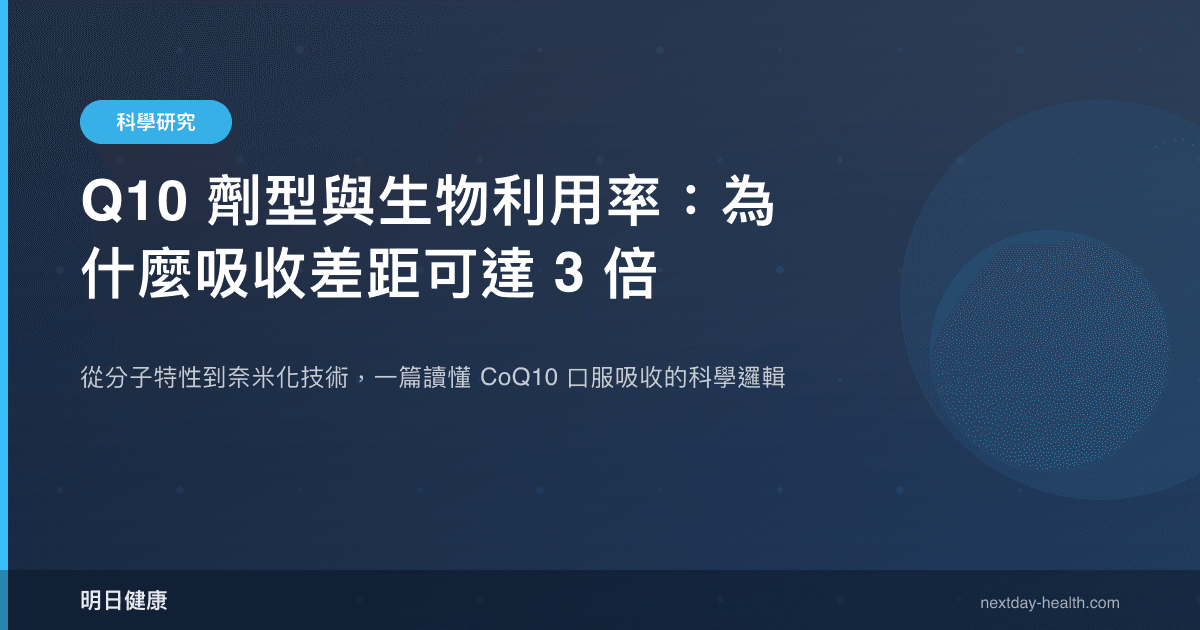 Q10 劑型與生物利用率：為什麼吸收差距可達 3 倍