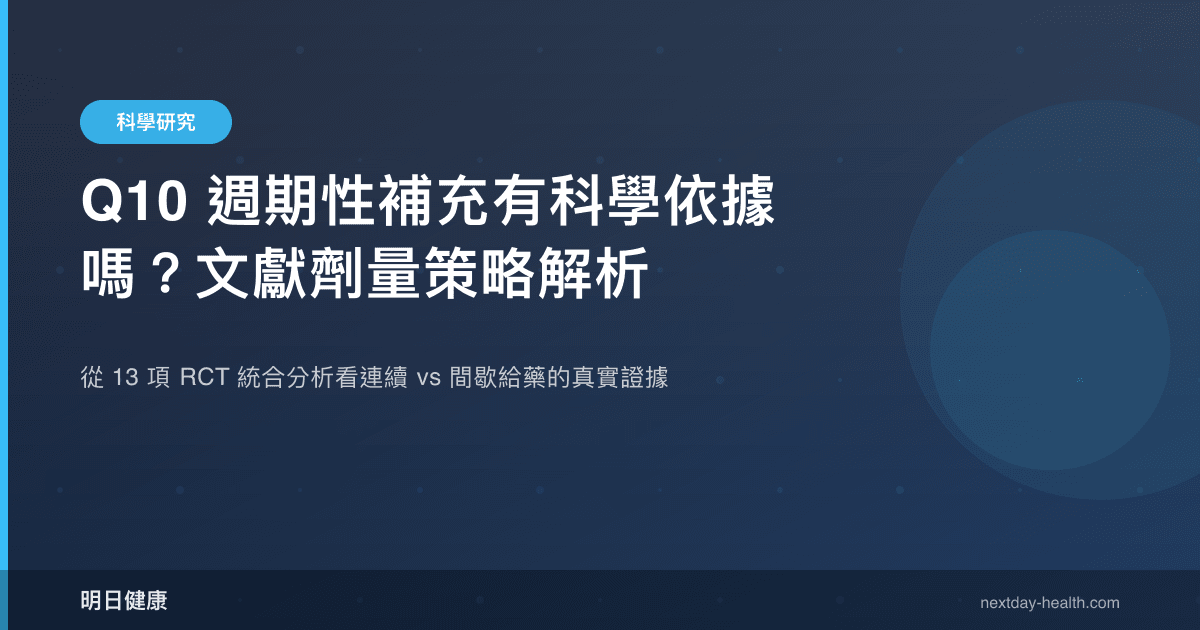 Q10 週期性補充有科學依據嗎？文獻劑量策略解析