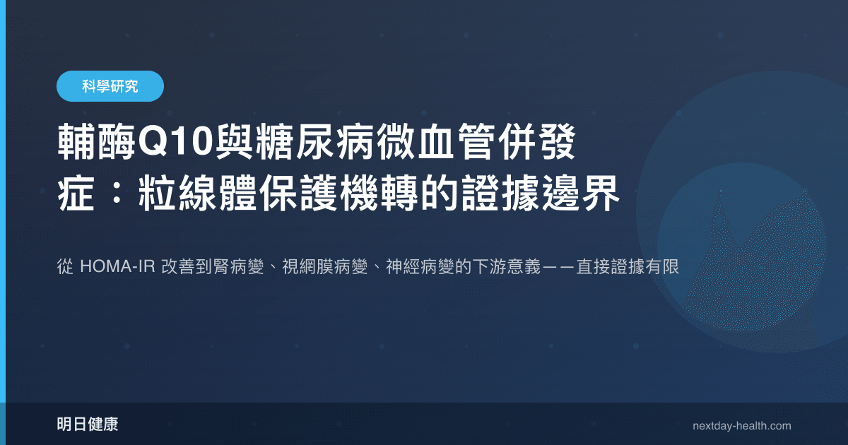 輔酶Q10與糖尿病微血管併發症：粒線體保護機轉的證據邊界