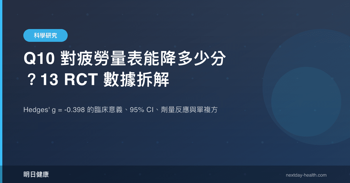 Q10 對疲勞量表能降多少分？13 RCT 數據拆解