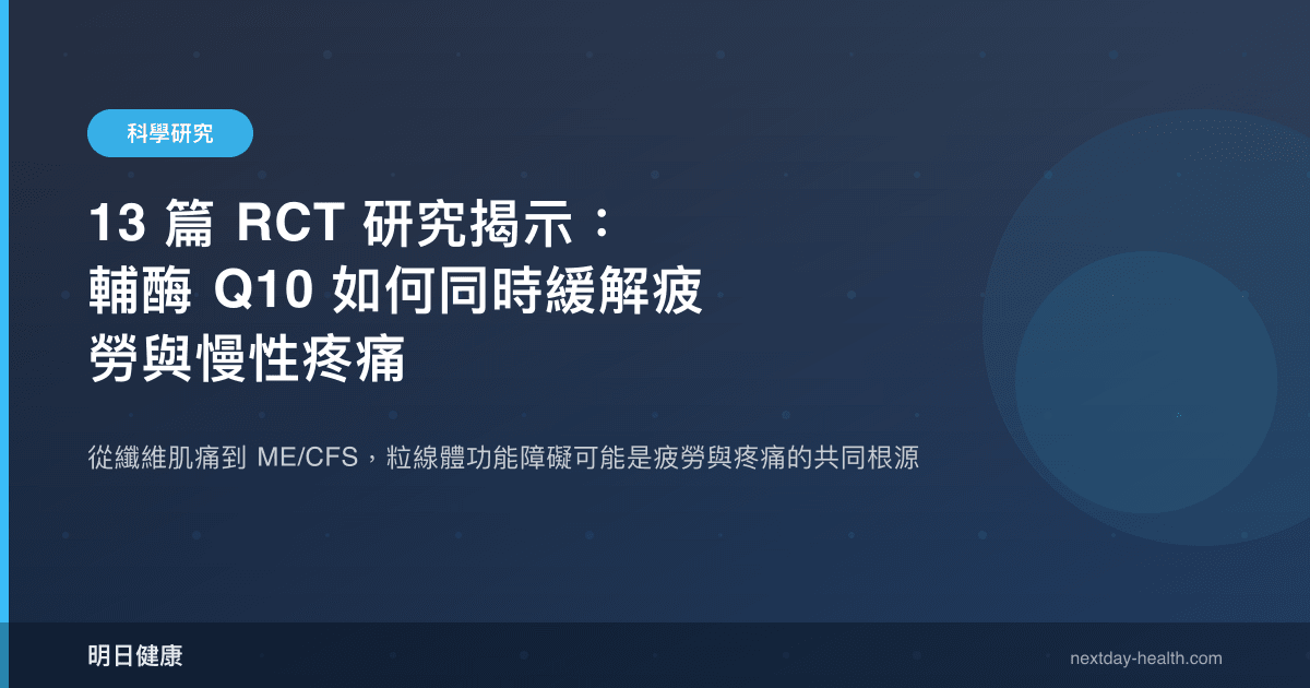 13 篇 RCT 研究揭示：輔酶 Q10 如何同時緩解疲勞與慢性疼痛