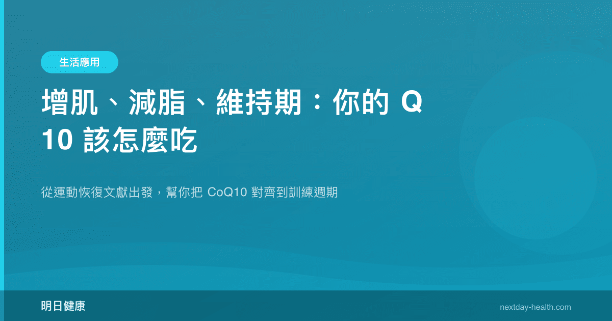 增肌、減脂、維持期：你的 Q10 該怎麼吃