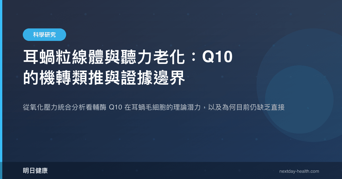 耳蝸粒線體與聽力老化：Q10 的機轉類推與證據邊界