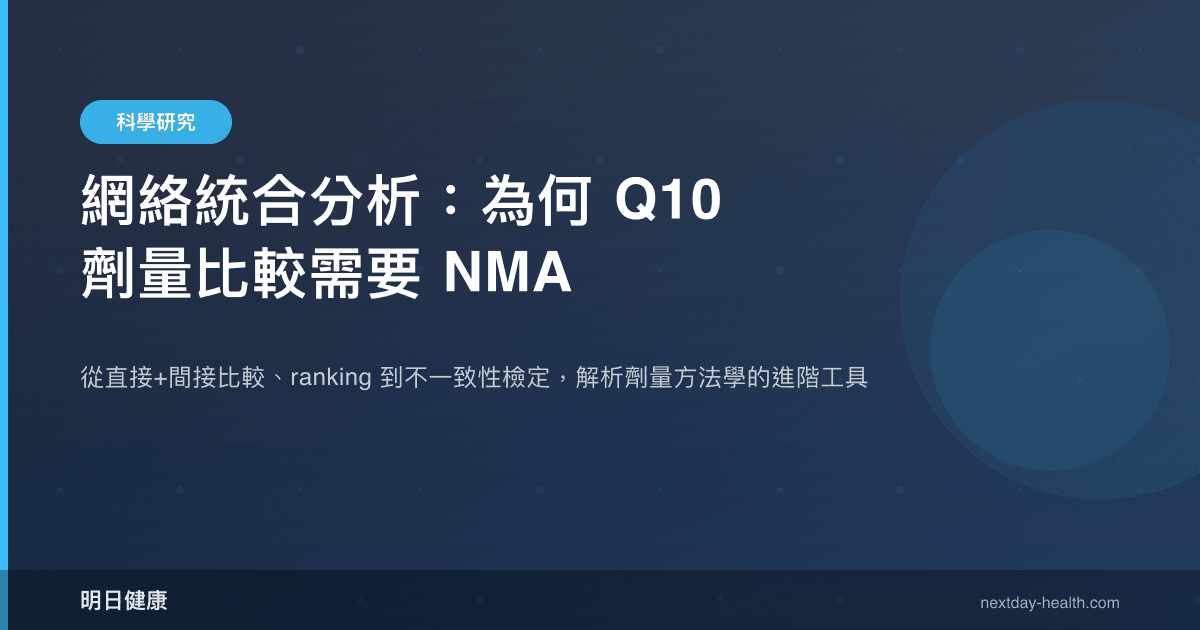 網絡統合分析：為何 Q10 劑量比較需要 NMA