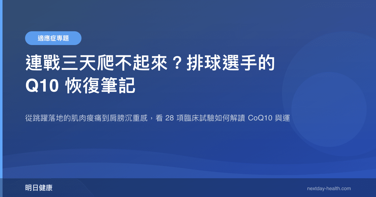 連戰三天爬不起來？排球選手的 Q10 恢復筆記