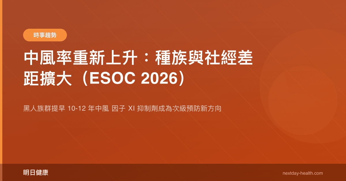 中風率重新上升：種族與社經差距擴大（ESOC 2026）