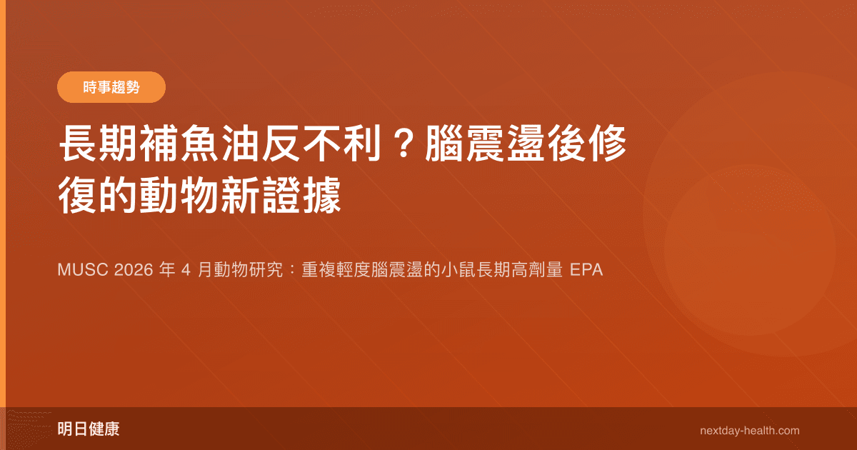 長期補魚油反不利？腦震盪後修復的動物新證據