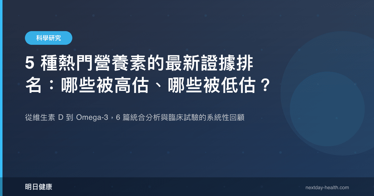 5 種熱門營養素的最新證據排名：哪些被高估、哪些被低估？