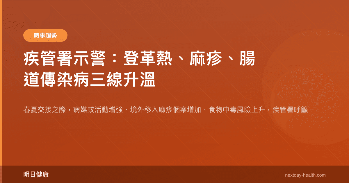 疾管署示警：登革熱、麻疹、腸道傳染病三線升溫