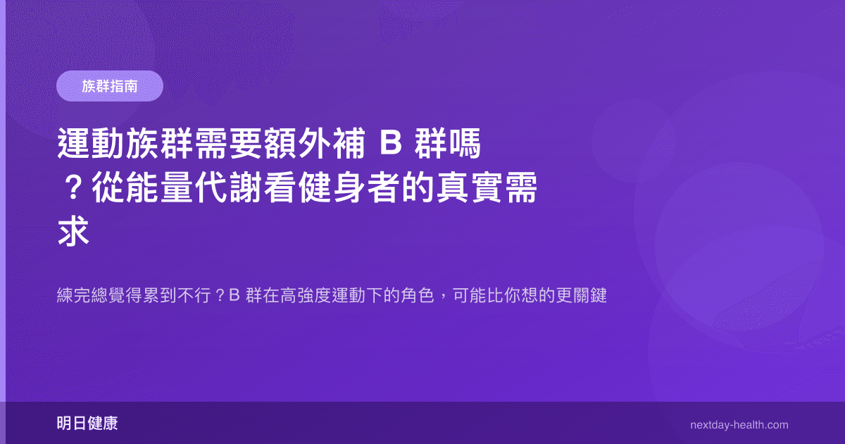 運動族群需要額外補 B 群嗎？從能量代謝看健身者的真實需求