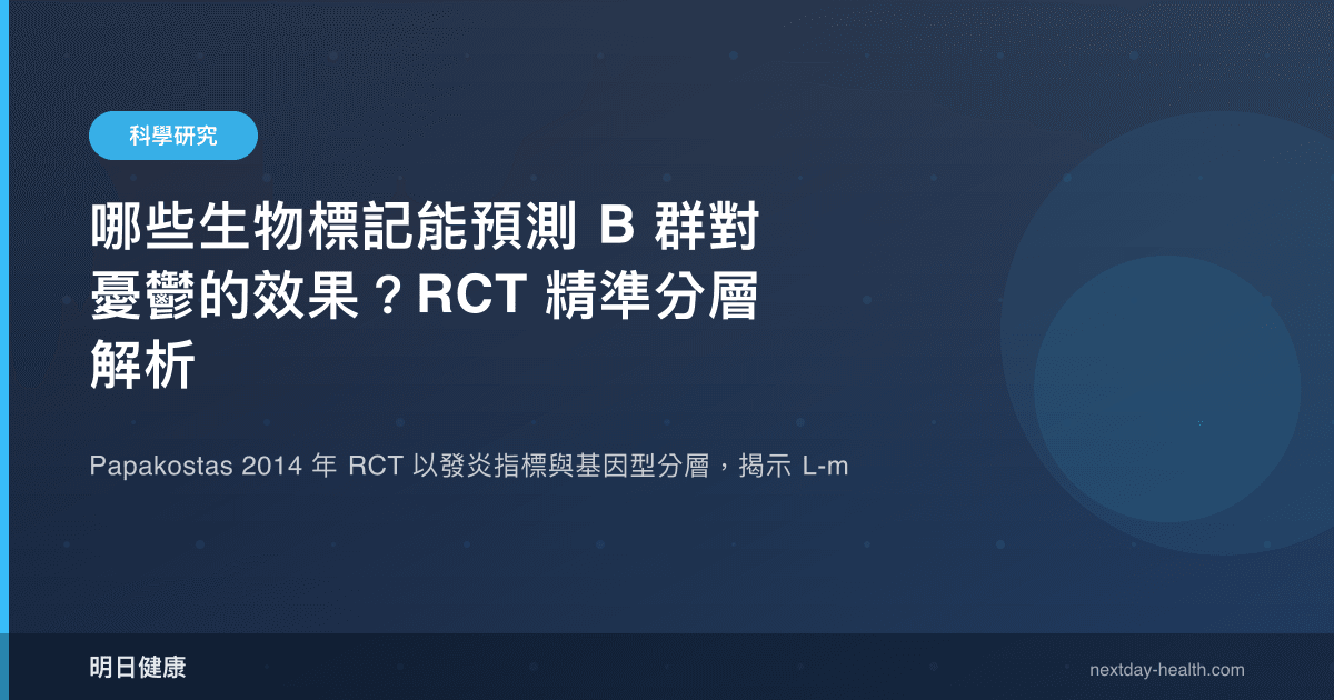 哪些生物標記能預測 B 群對憂鬱的效果？RCT 精準分層解析
