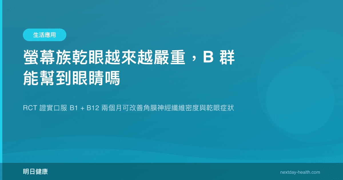 螢幕族乾眼越來越嚴重，B 群能幫到眼睛嗎