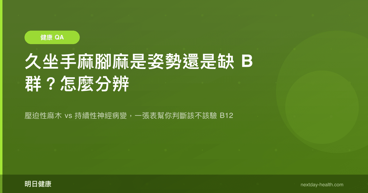 久坐手麻腳麻是姿勢還是缺 B 群？怎麼分辨