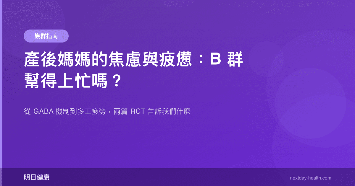 產後媽媽的焦慮與疲憊：B 群幫得上忙嗎？