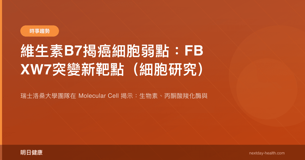 維生素B7揭癌細胞弱點：FBXW7突變新靶點（細胞研究）