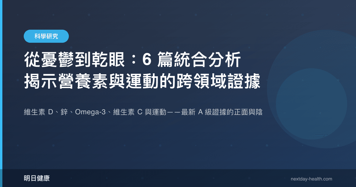 從憂鬱到乾眼：6 篇統合分析揭示營養素與運動的跨領域證據