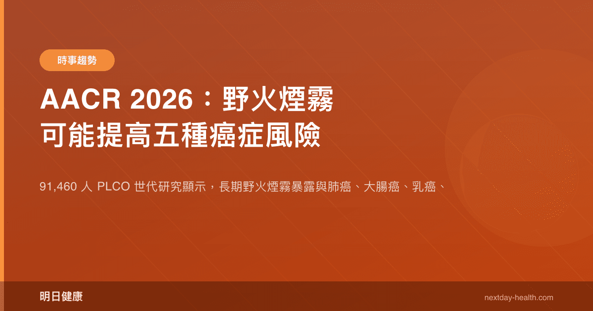 AACR 2026：野火煙霧可能提高五種癌症風險